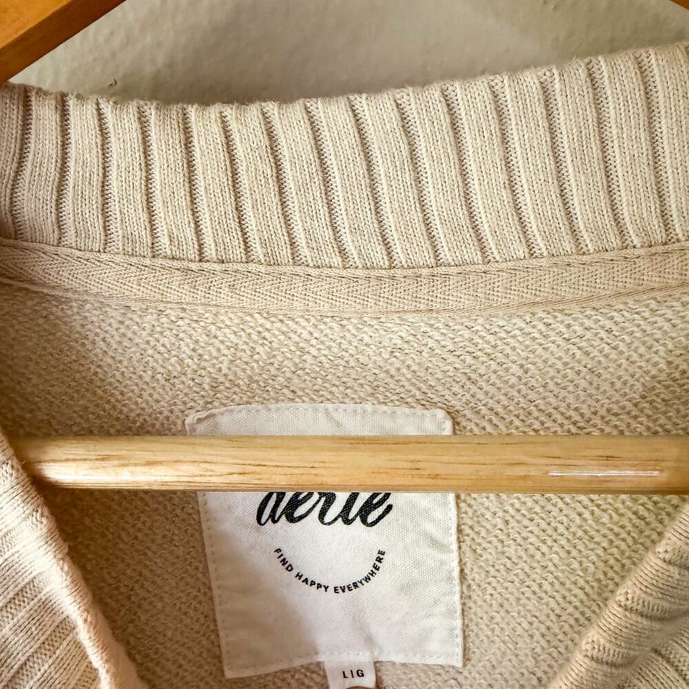 Aerie Cheers Graphic Sweatshirt Cream Oversized Pullover Large - Picture 6 of 9